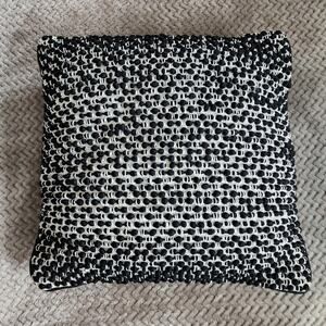 Magnolia Home Ruth Throw Pillow Black White Slub Crochet Bobble Knit 19x19 $70